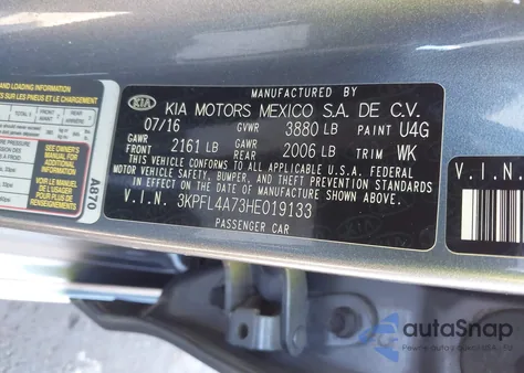 2017 Kia Forte S from USA, damaged, VIN 3KPFL4A73HE019133